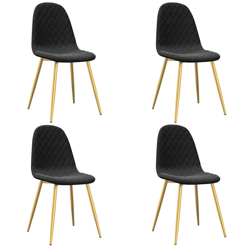 Chaises à manger lot de 4 Noir Velours Chaises de cuisine vidaXL   