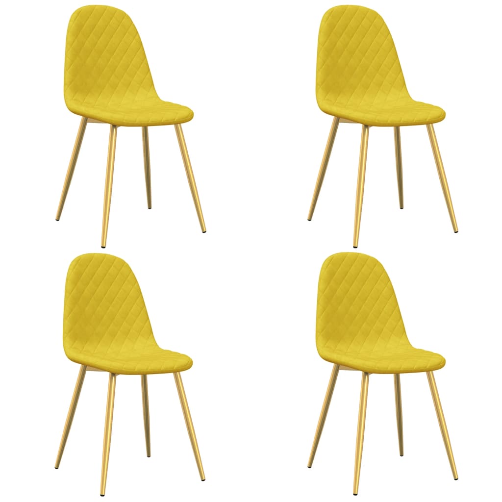 Chaises à manger lot de 4 Jaune moutarde Velours Chaises de cuisine vidaXL   