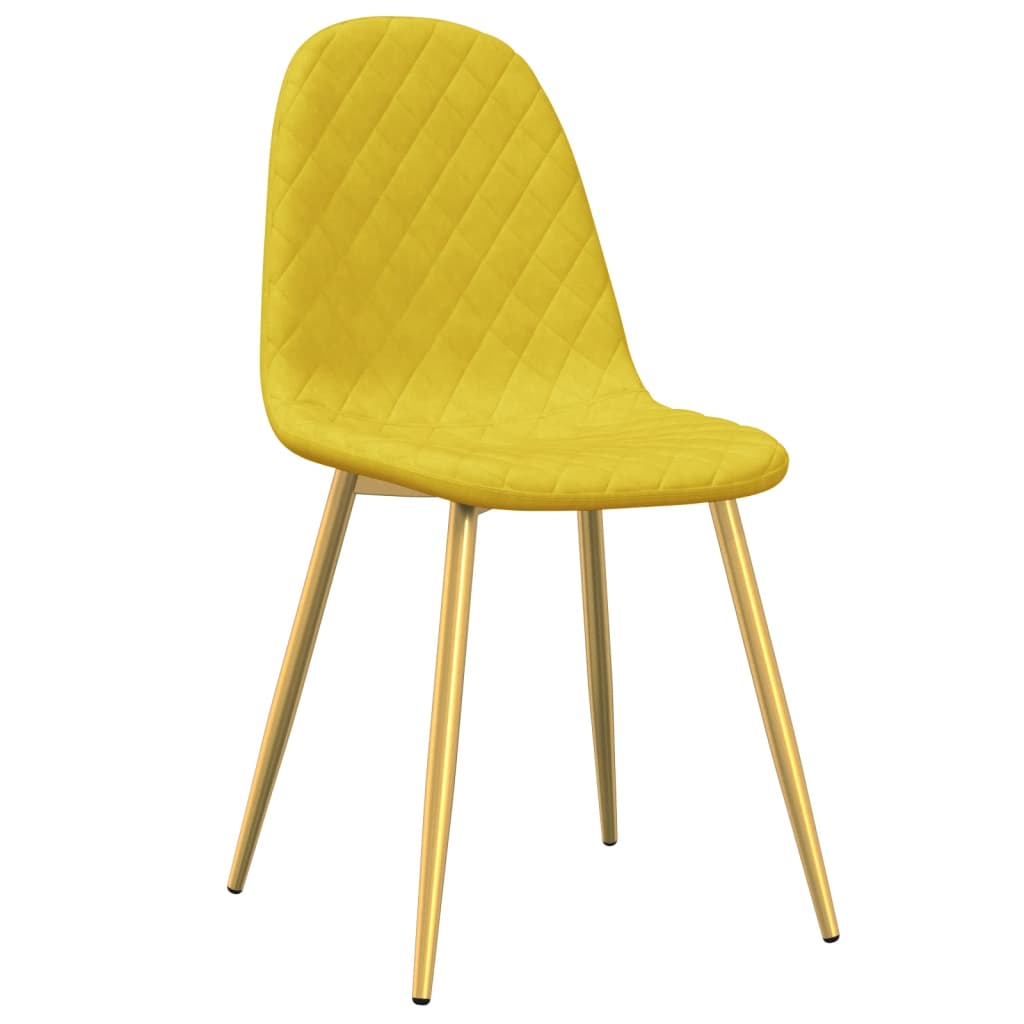 Chaises à manger lot de 4 Jaune moutarde Velours Chaises de cuisine vidaXL   