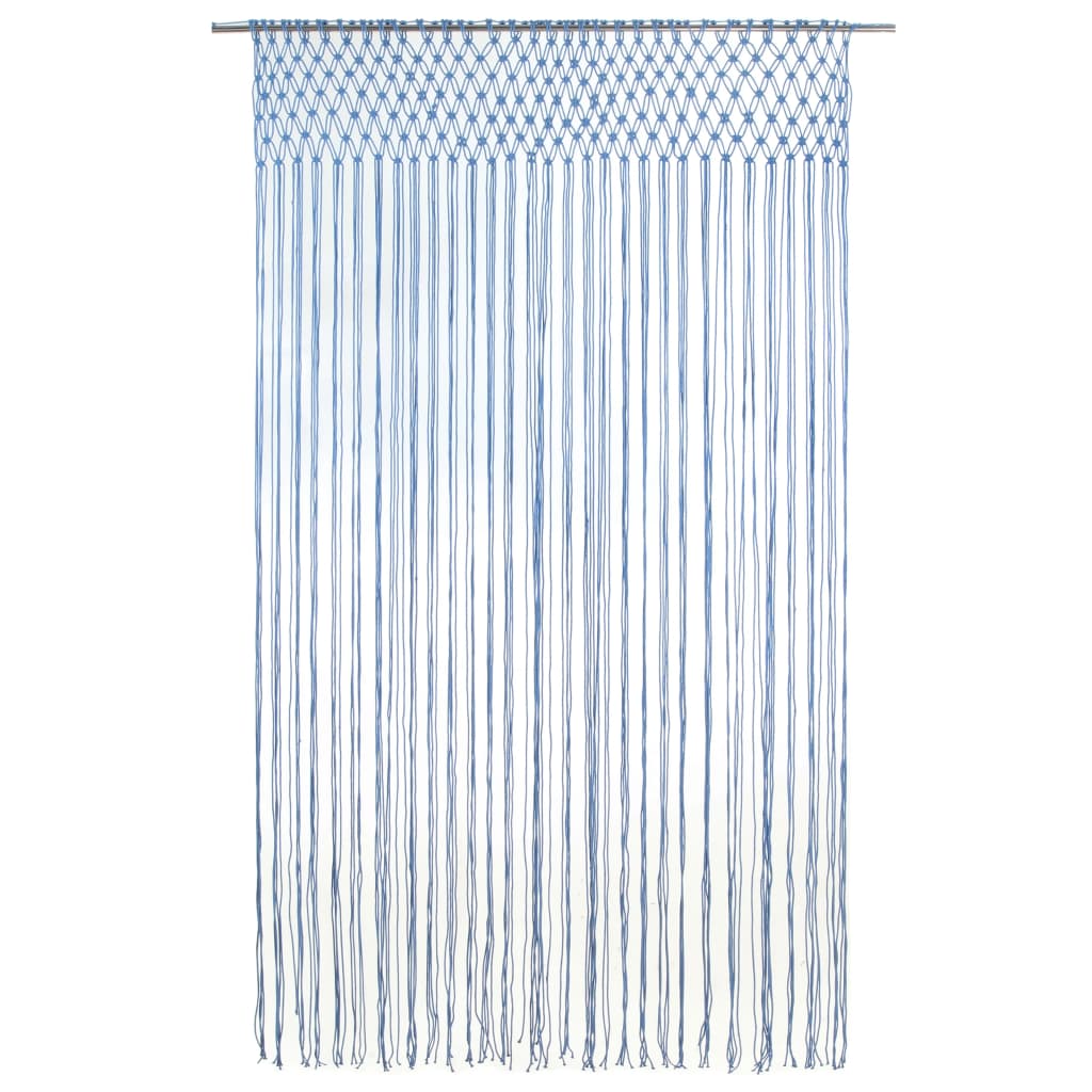 Rideau en macramé Bleu 140x240 cm Coton Rideaux vidaXL   