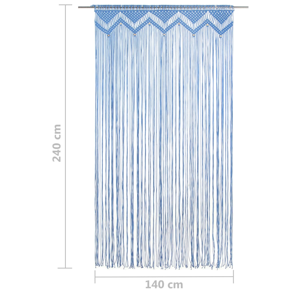 Rideau en macramé Bleu 140x240 cm Coton Rideaux vidaXL   