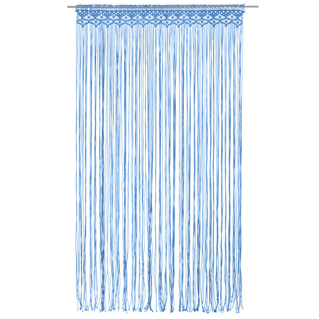 Rideau en macramé Bleu 140x240 cm Coton Rideaux vidaXL   