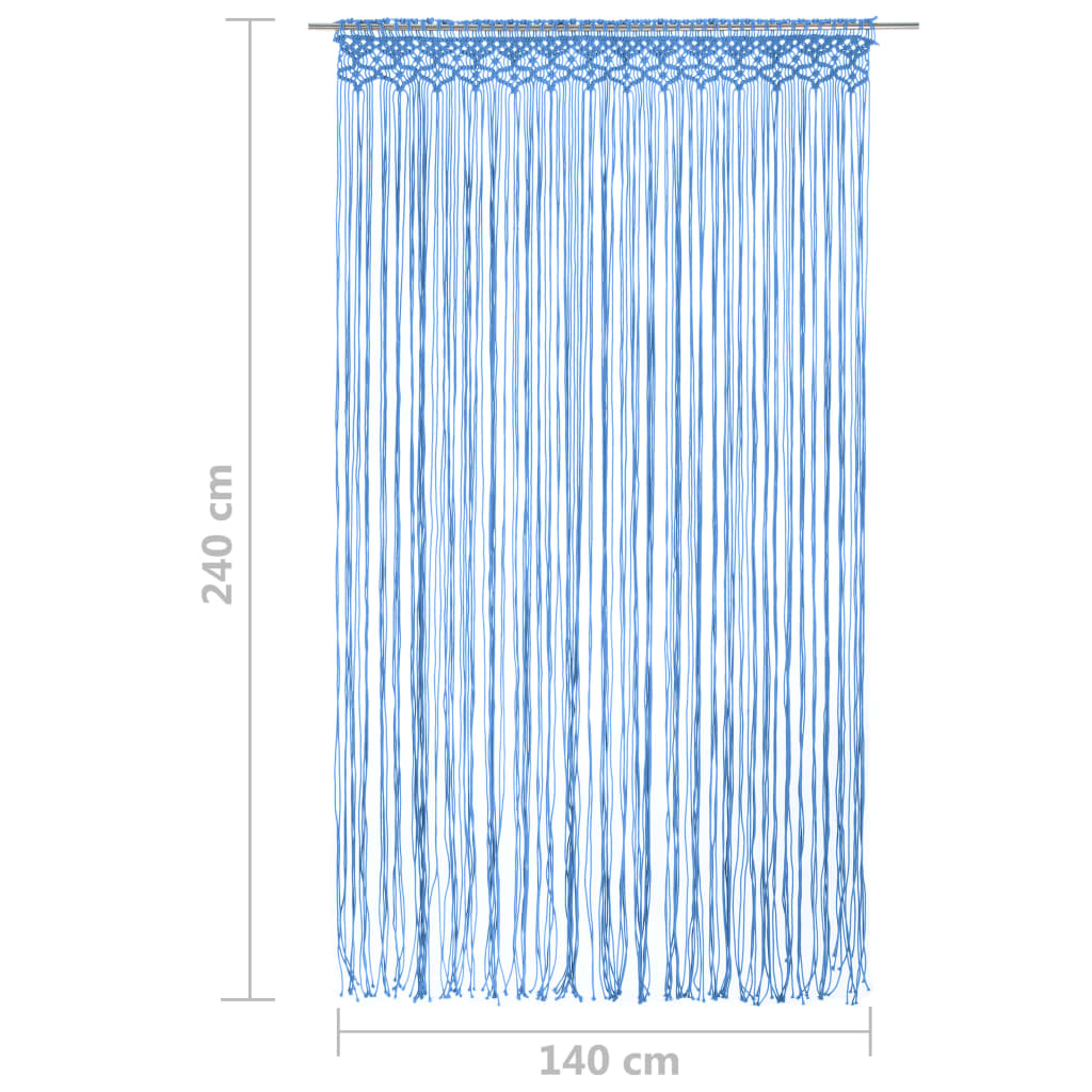 Rideau en macramé Bleu 140x240 cm Coton Rideaux vidaXL   