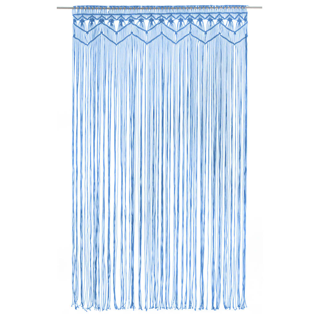 Rideau en macramé Bleu 140x240 cm Coton Rideaux vidaXL   