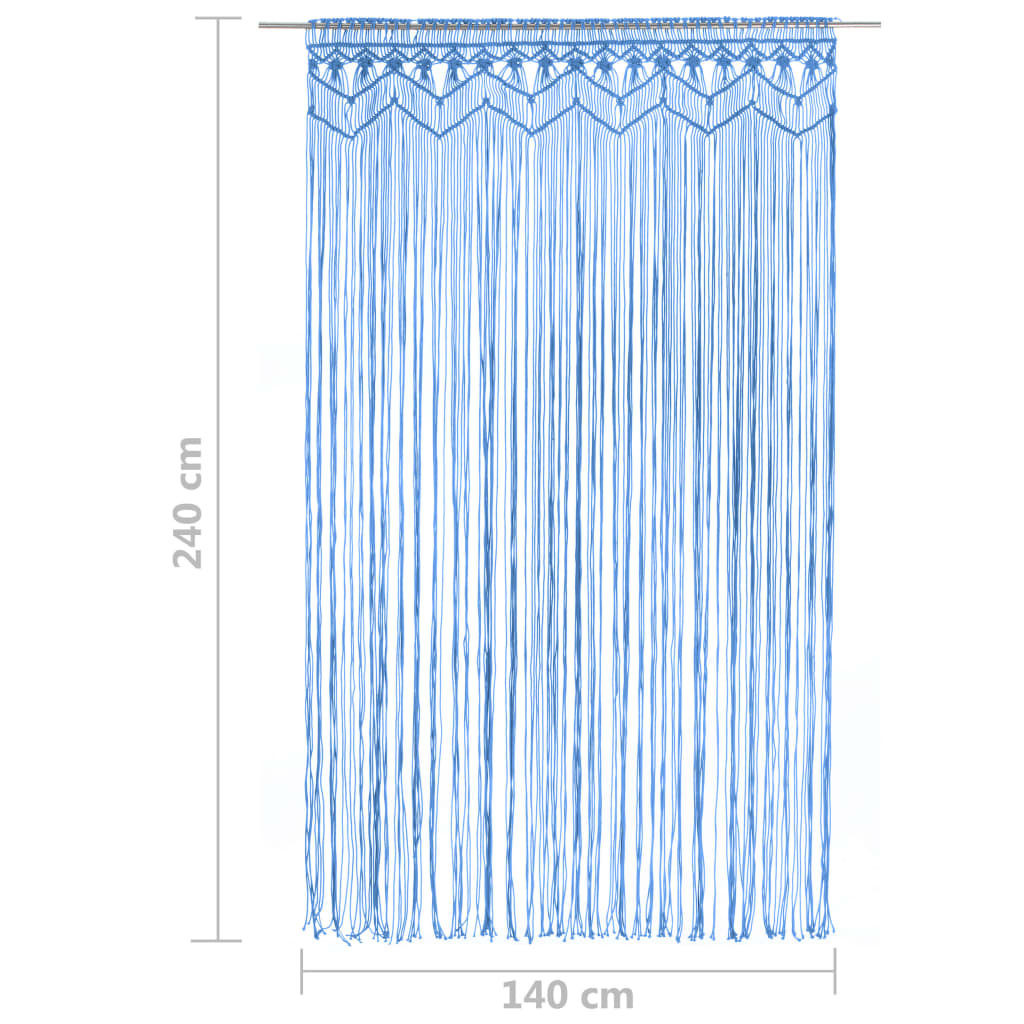 Rideau en macramé Bleu 140x240 cm Coton Rideaux vidaXL   