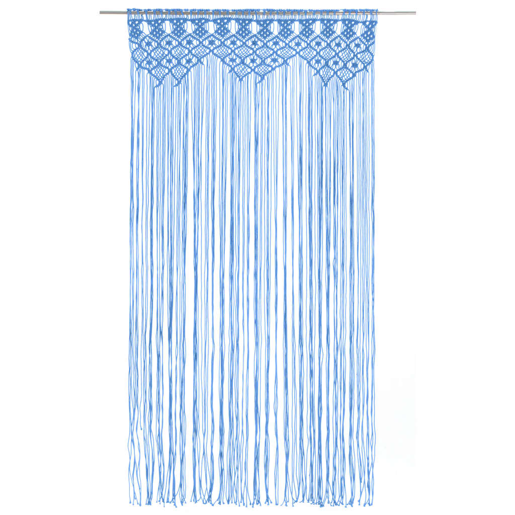 Rideau en macramé Bleu 140x240 cm Coton Rideaux vidaXL   