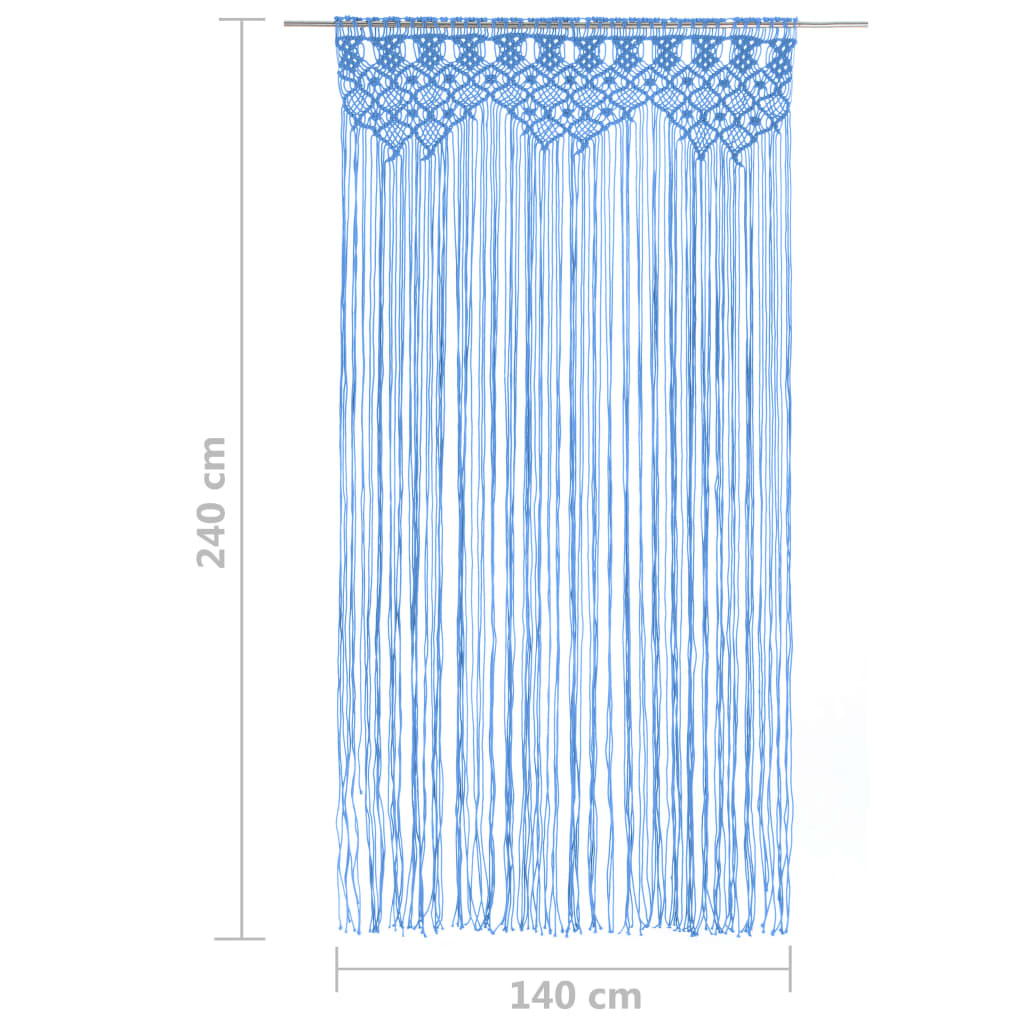 Rideau en macramé Bleu 140x240 cm Coton Rideaux vidaXL   