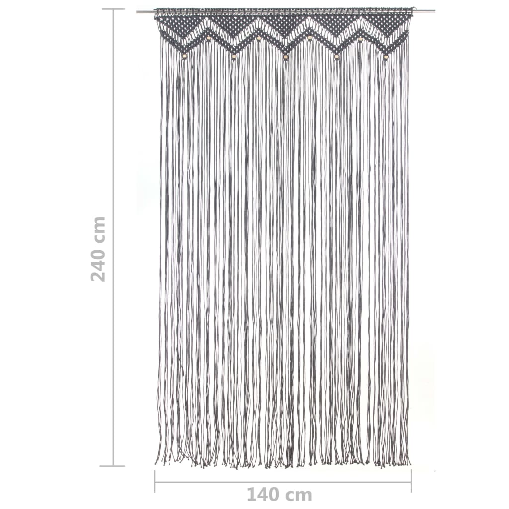 Rideau en macramé Anthracite 140x240 cm Coton Rideaux vidaXL   