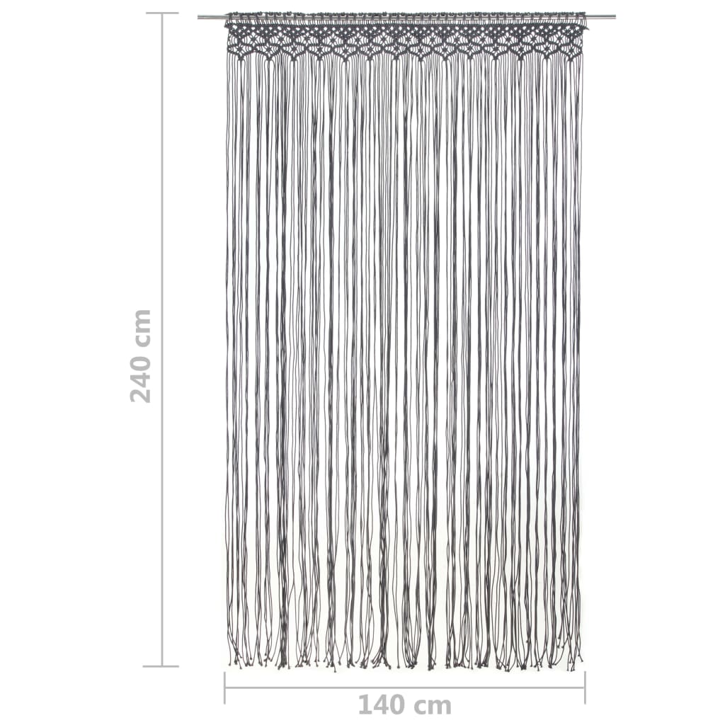 Rideau en macramé Anthracite 140x240 cm Coton Rideaux vidaXL   