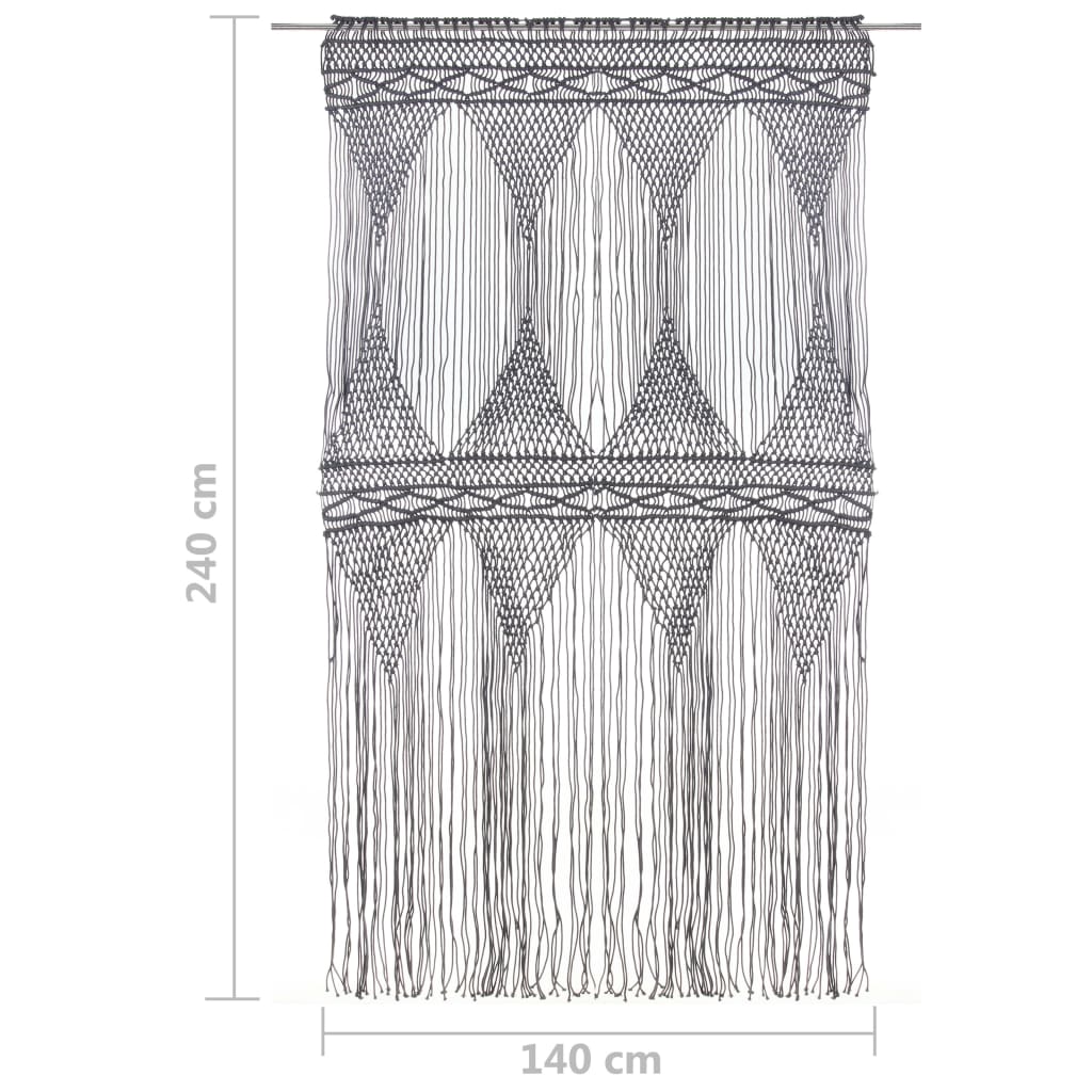 Rideau en macramé Anthracite 140x240 cm Coton Rideaux vidaXL   