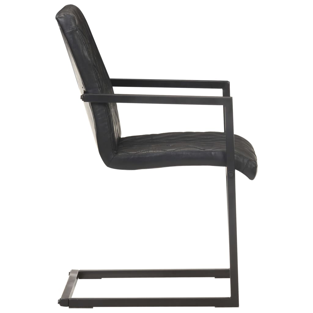 Chaises à manger cantilever lot de 4 noir cuir véritable Chaises de cuisine vidaXL