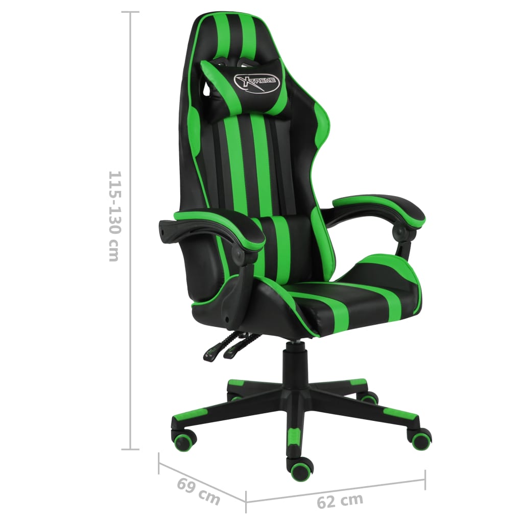 Fauteuil de jeux vidéo Noir et vert Similicuir - Xios Store SNC