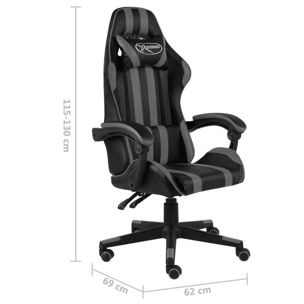 Fauteuil de jeux vidéo Noir et gris Similicuir - Xios Store SNC