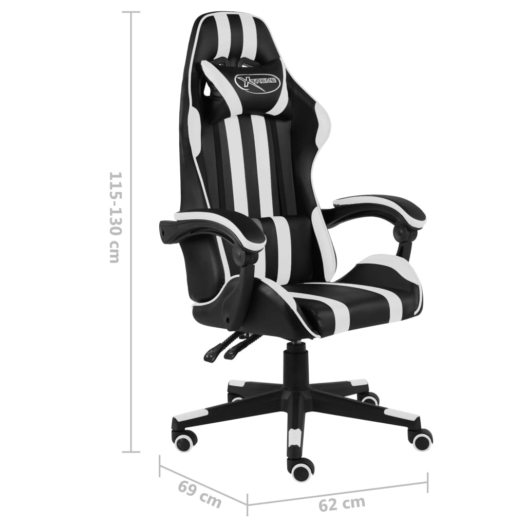 Fauteuil de jeux vidéo Noir et blanc Similicuir - Xios Store SNC