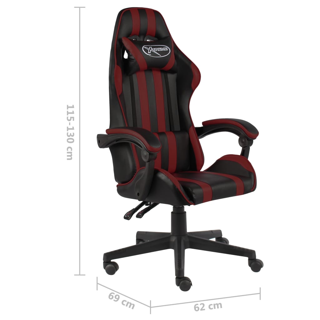 Fauteuil de jeux vidéo Noir et rouge bordeaux Similicuir - Xios Store SNC