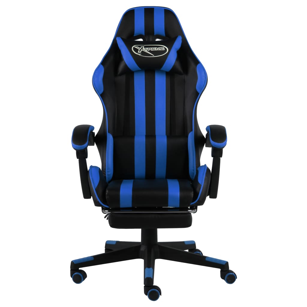 Fauteuil de jeux vidéo avec repose-pied Noir et bleu Similicuir - Xios Store SNC