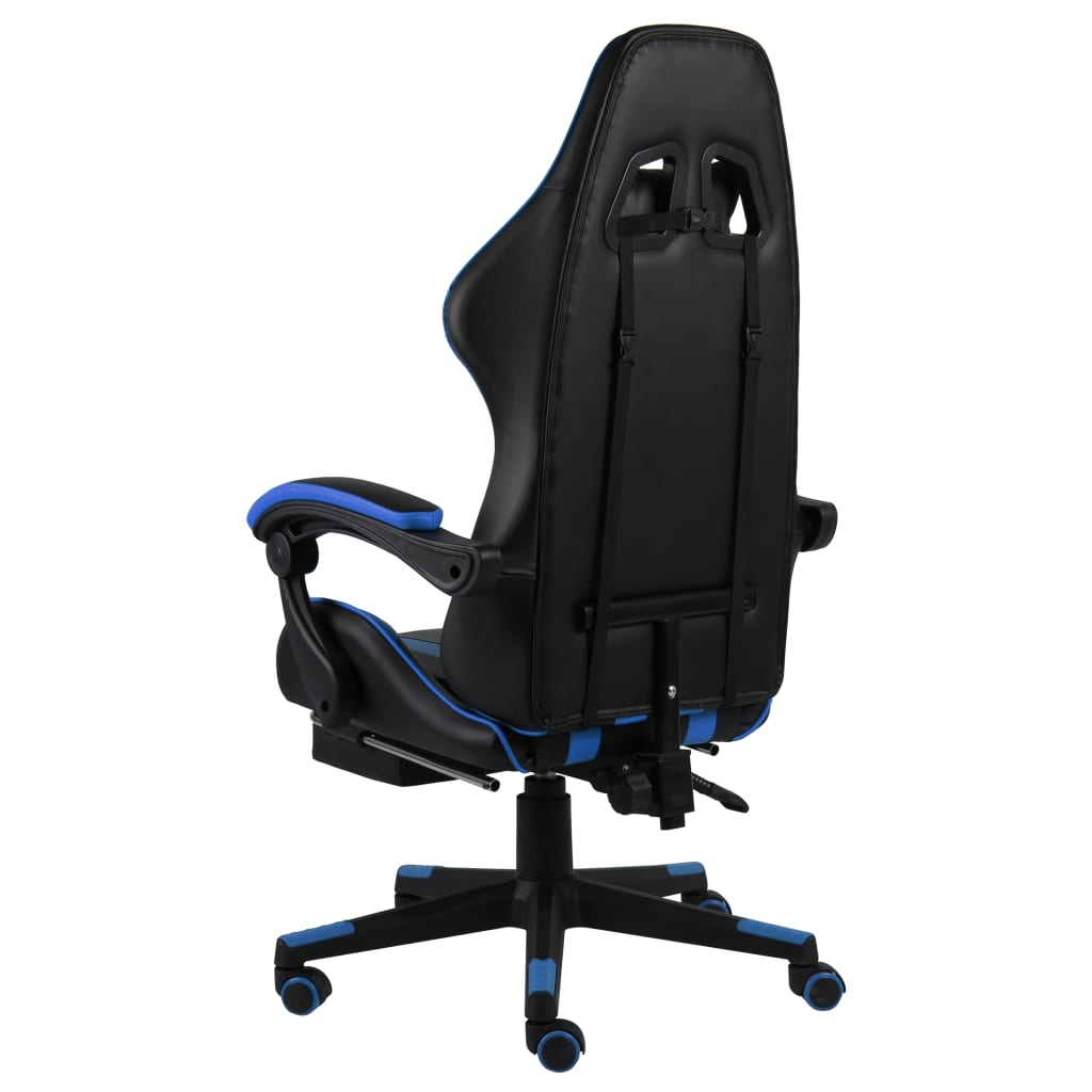 Fauteuil de jeux vidéo avec repose-pied Noir et bleu Similicuir - Xios Store SNC