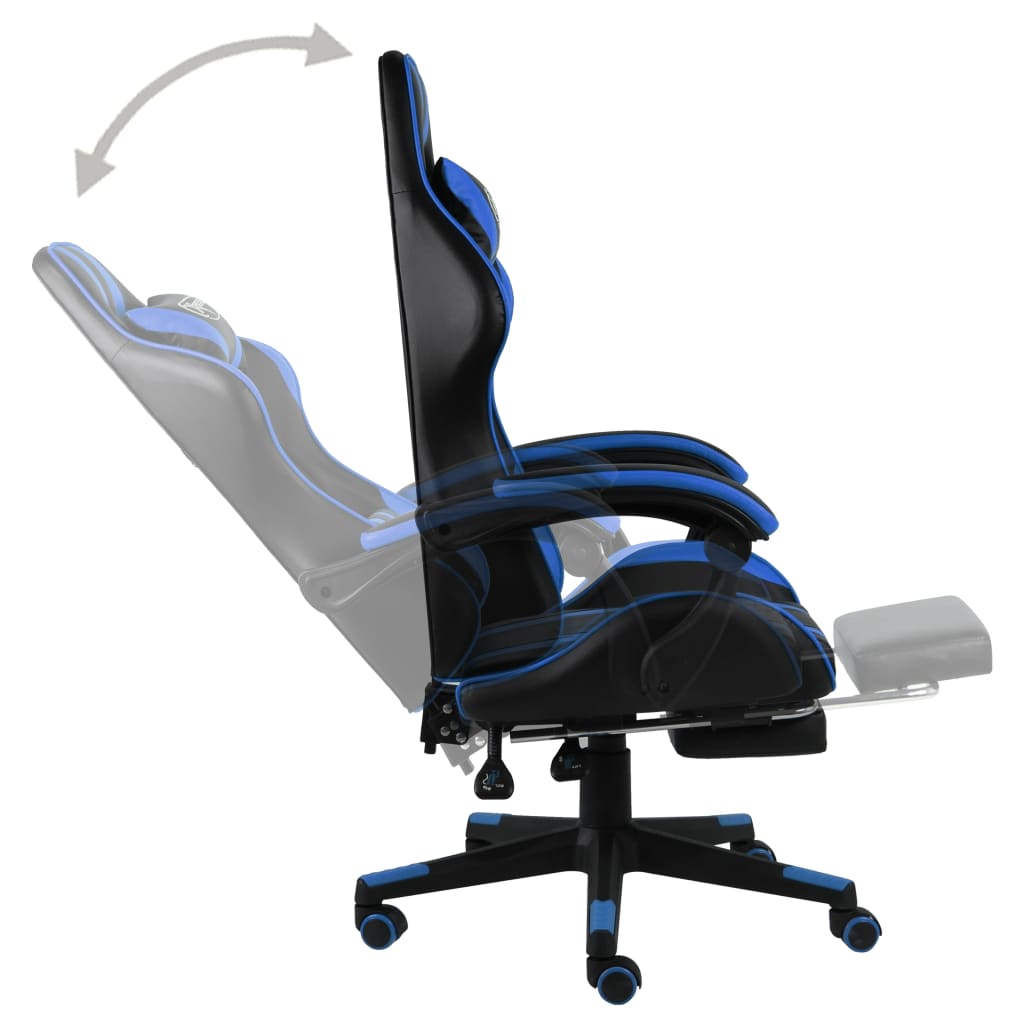 Fauteuil de jeux vidéo avec repose-pied Noir et bleu Similicuir - Xios Store SNC