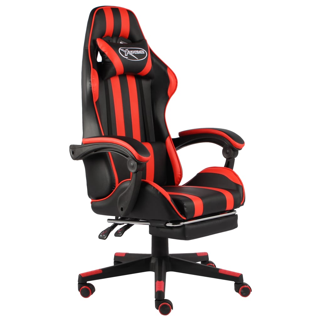 Fauteuil de jeux vidéo et repose-pied Noir et rouge Similicuir - Xios Store SNC