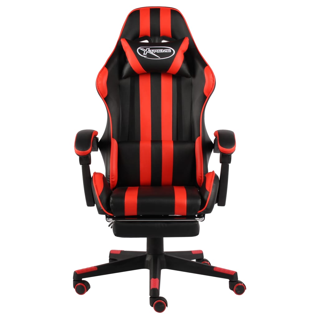 Fauteuil de jeux vidéo et repose-pied Noir et rouge Similicuir - Xios Store SNC