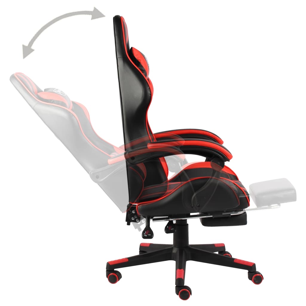 Fauteuil de jeux vidéo et repose-pied Noir et rouge Similicuir - Xios Store SNC