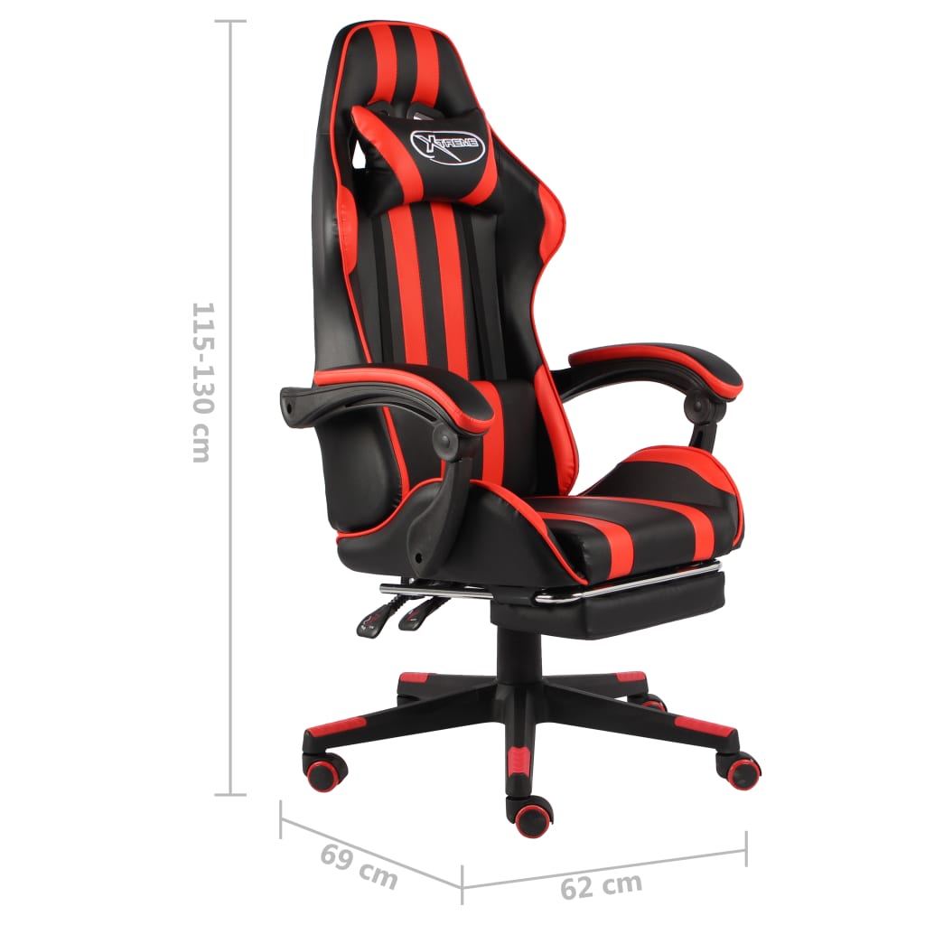 Fauteuil de jeux vidéo et repose-pied Noir et rouge Similicuir - Xios Store SNC