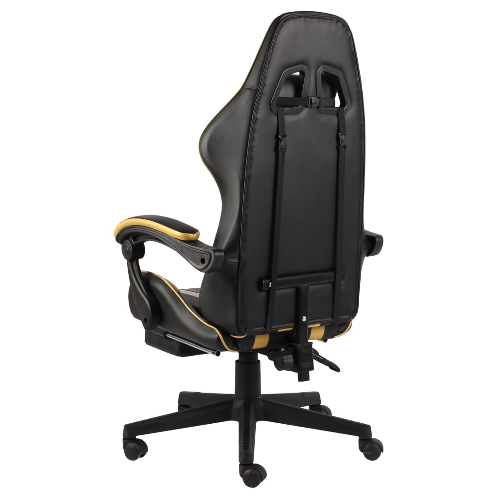 Fauteuil de jeux vidéo avec repose-pied Noir et doré Similicuir - Xios Store SNC