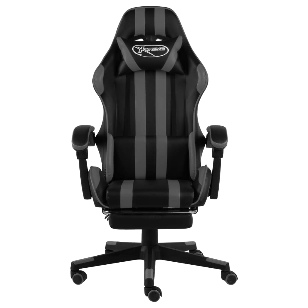 Fauteuil de jeux vidéo avec repose-pied Noir et gris Similicuir - Xios Store SNC