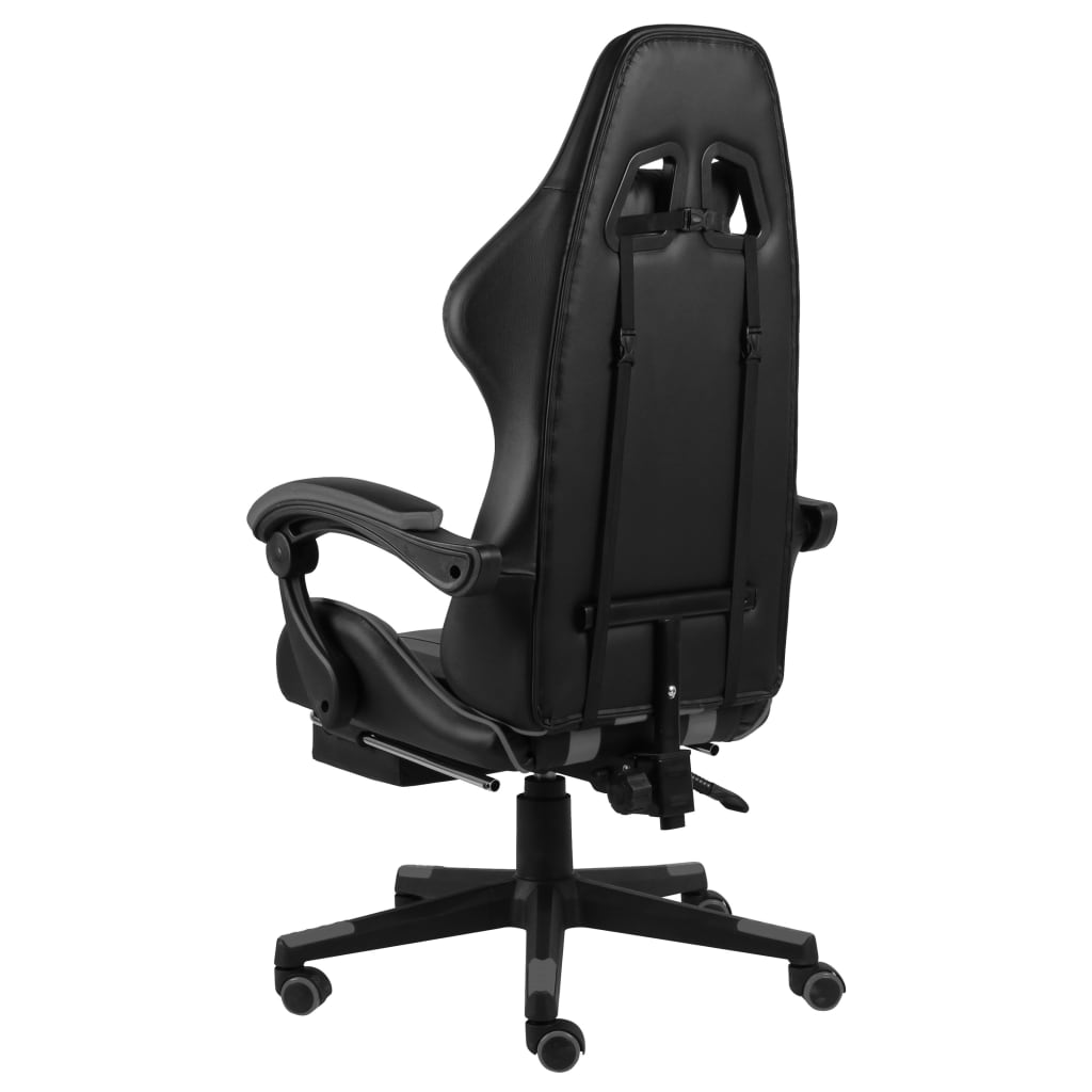 Fauteuil de jeux vidéo avec repose-pied Noir et gris Similicuir - Xios Store SNC