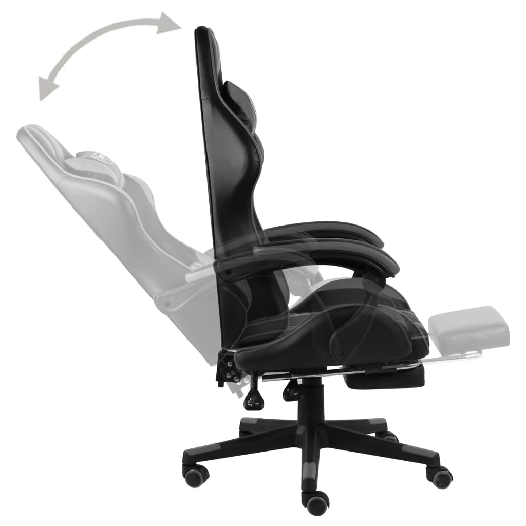 Fauteuil de jeux vidéo avec repose-pied Noir et gris Similicuir - Xios Store SNC