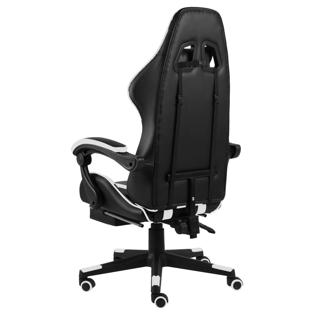 Fauteuil de jeux vidéo et repose-pied Noir et blanc Similicuir - Xios Store SNC