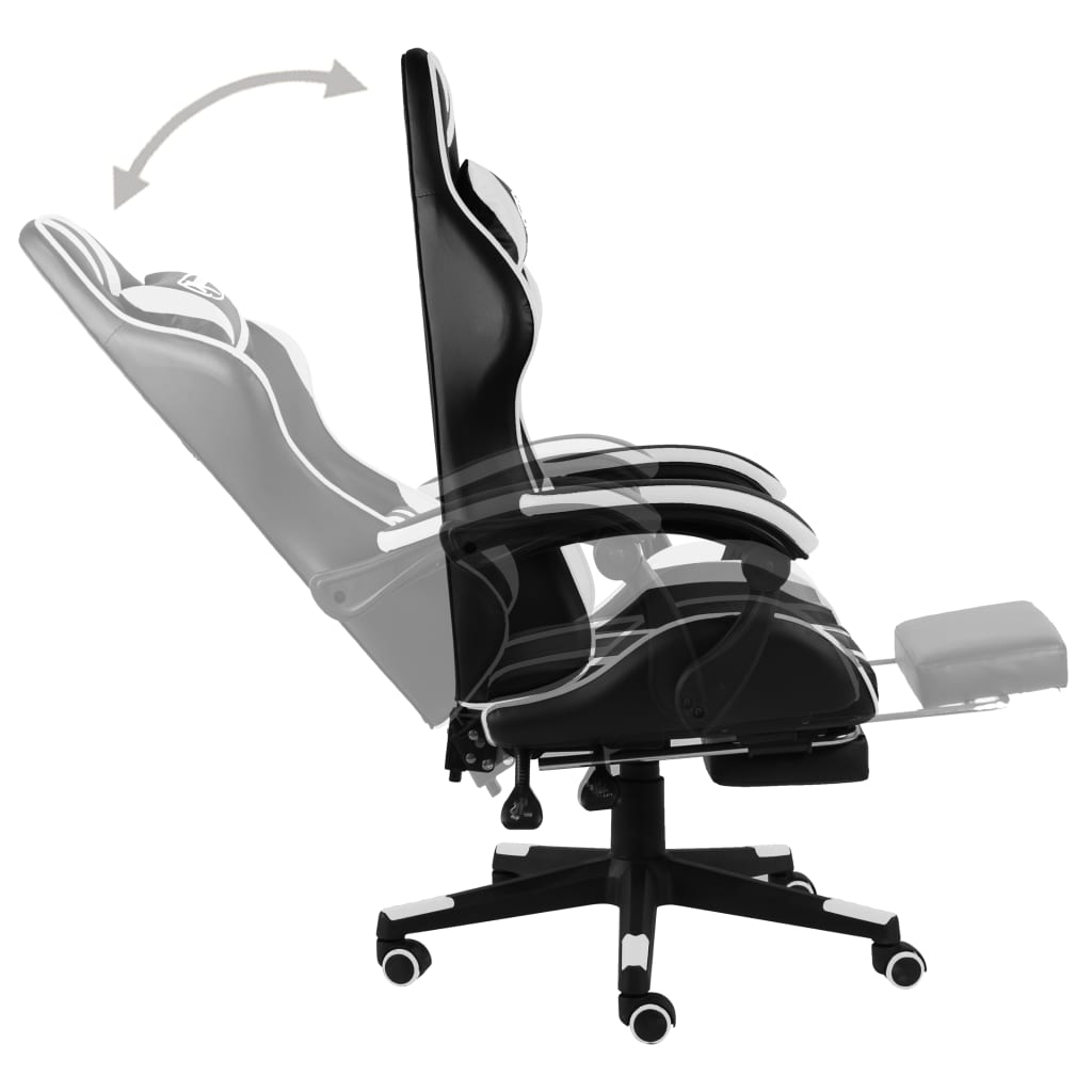 Fauteuil de jeux vidéo et repose-pied Noir et blanc Similicuir - Xios Store SNC