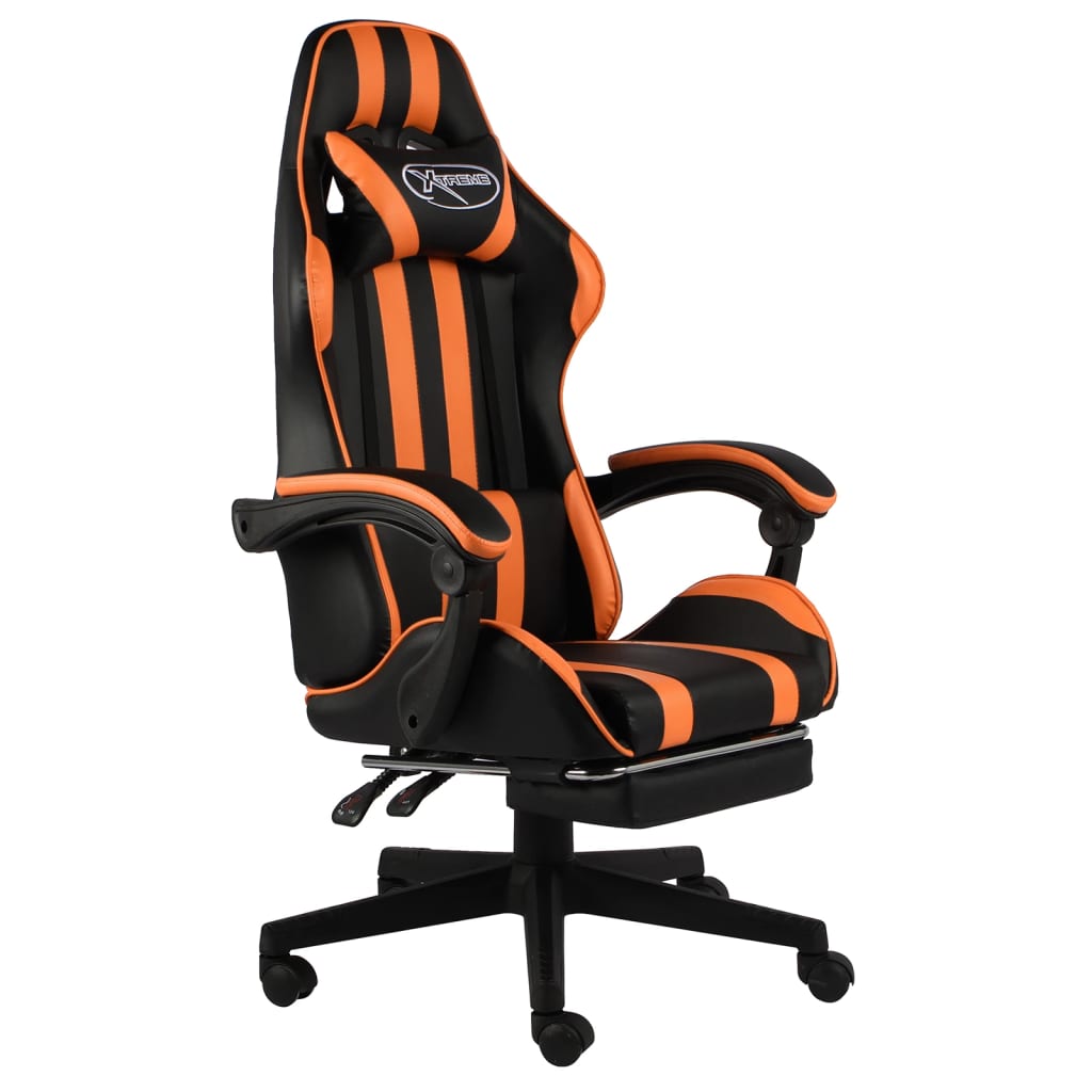 Fauteuil de jeux vidéo et repose-pied Noir et orange Similicuir - Xios Store SNC