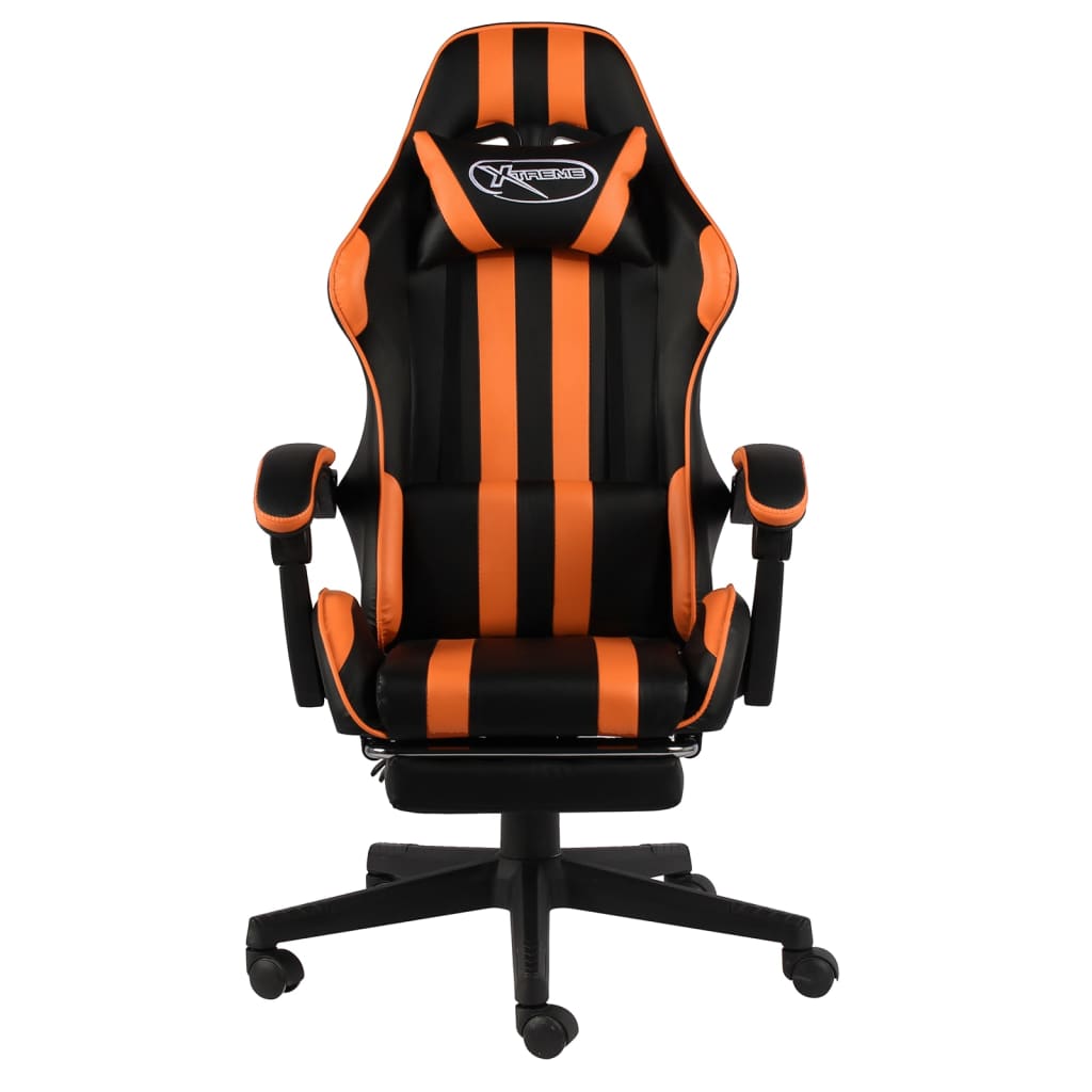 Fauteuil de jeux vidéo et repose-pied Noir et orange Similicuir - Xios Store SNC