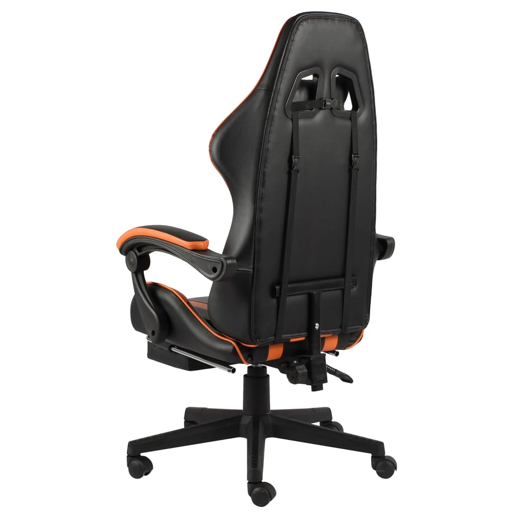 Fauteuil de jeux vidéo et repose-pied Noir et orange Similicuir - Xios Store SNC