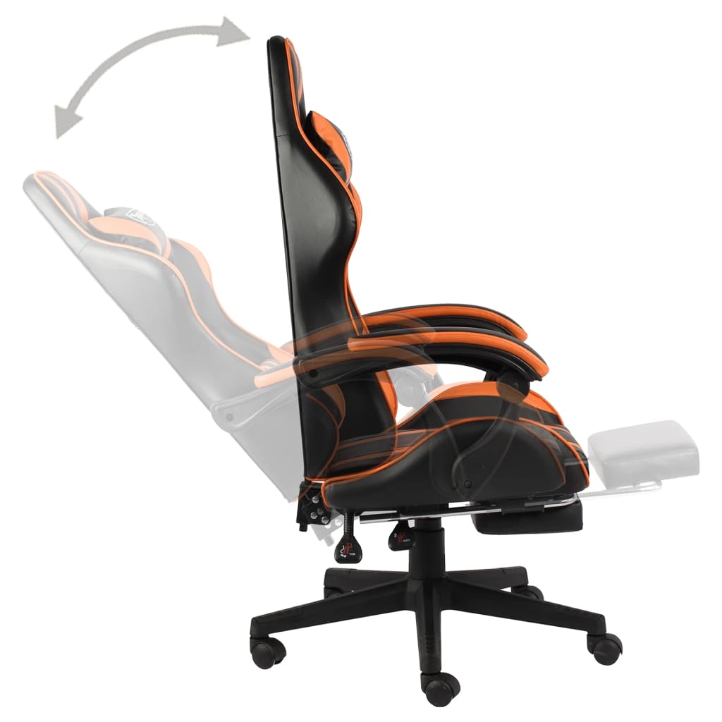 Fauteuil de jeux vidéo et repose-pied Noir et orange Similicuir - Xios Store SNC