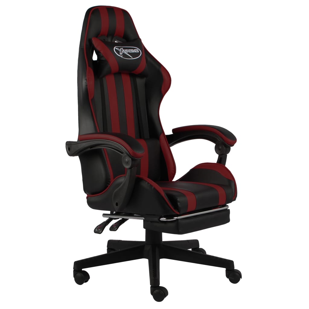 Fauteuil de jeux vidéo et repose-pied Noir/bordeaux Similicuir - Xios Store SNC