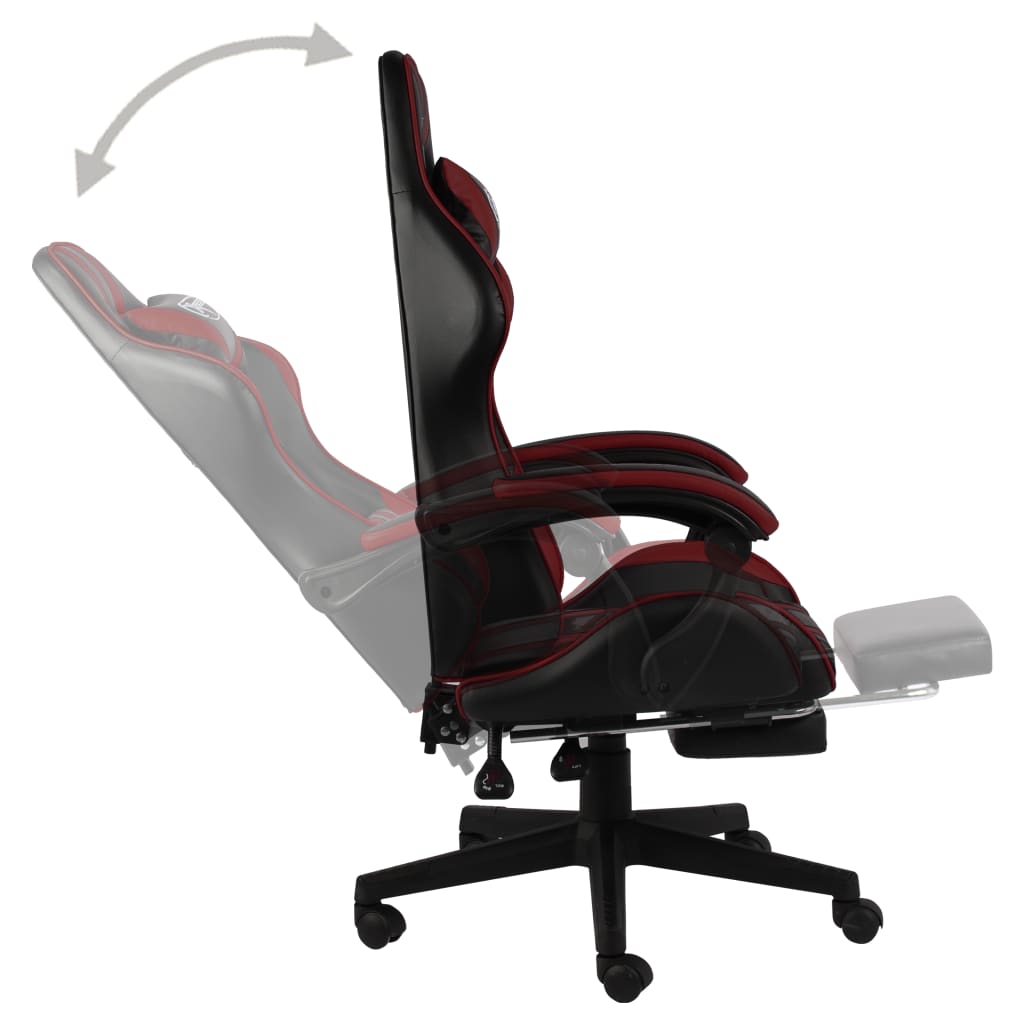 Fauteuil de jeux vidéo et repose-pied Noir/bordeaux Similicuir - Xios Store SNC