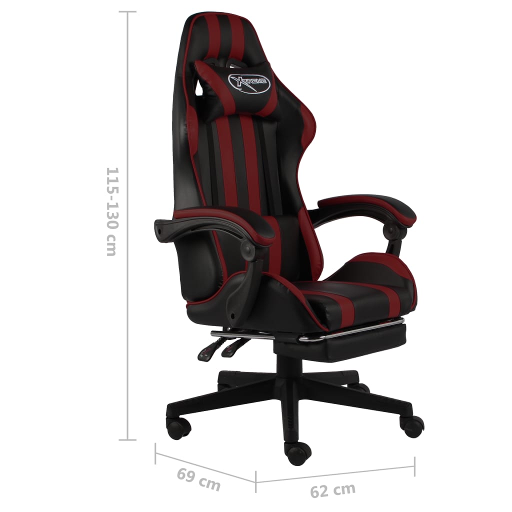 Fauteuil de jeux vidéo et repose-pied Noir/bordeaux Similicuir - Xios Store SNC