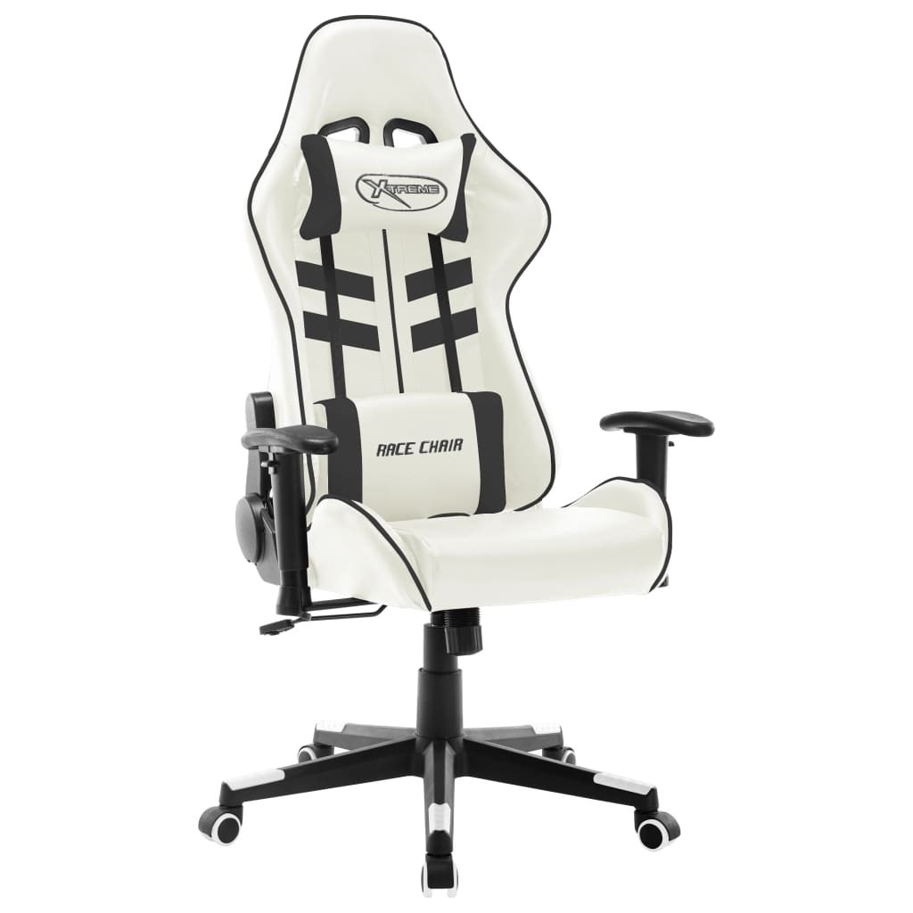 Chaise de jeu Blanc et noir Cuir artificiel Chaises de jeux vidaXL   