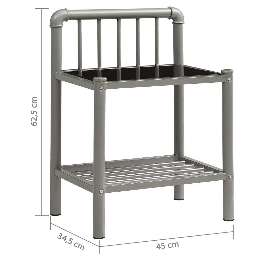 Table de chevet Gris et noir 45x34,5x62,5 cm Métal et verre Tables de chevet vidaXL   