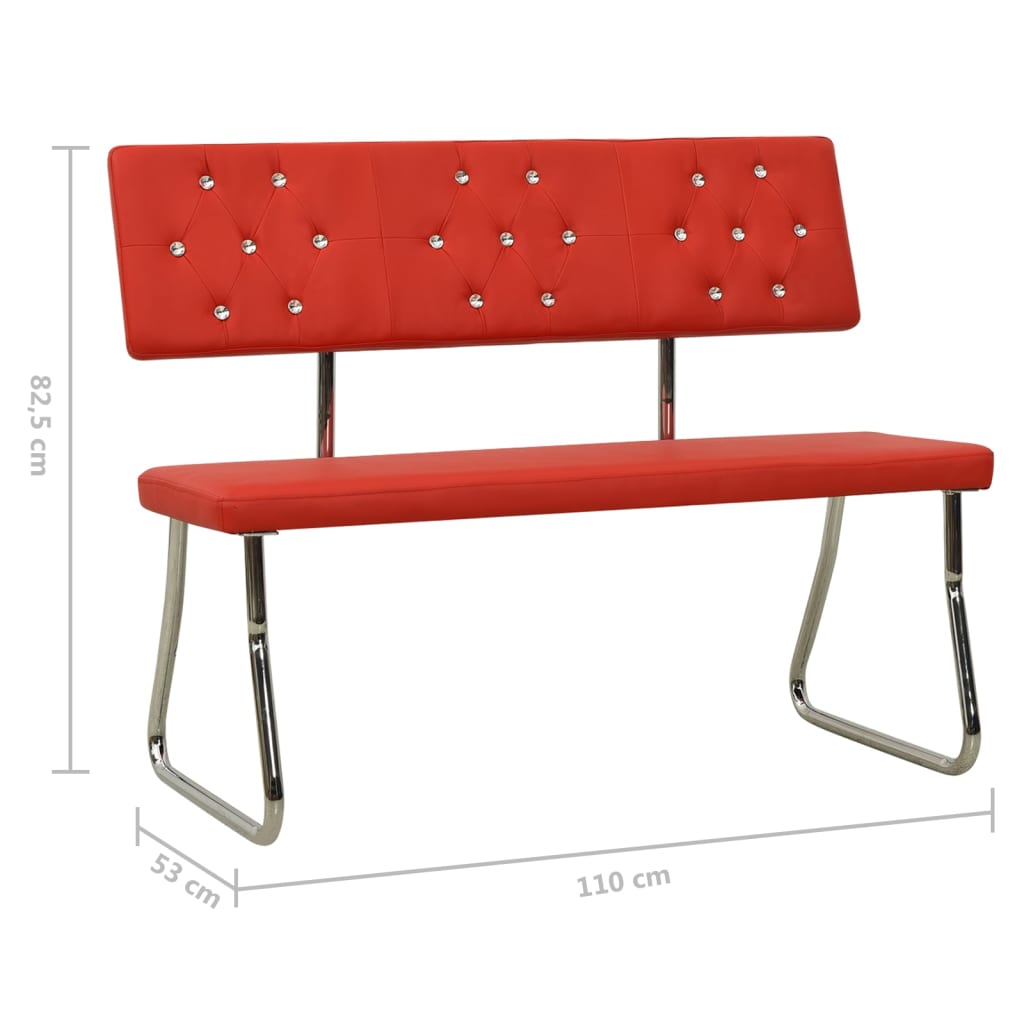 Banc 110 cm Rouge Similicuir Bancs de cuisine & salle à manger vidaXL   