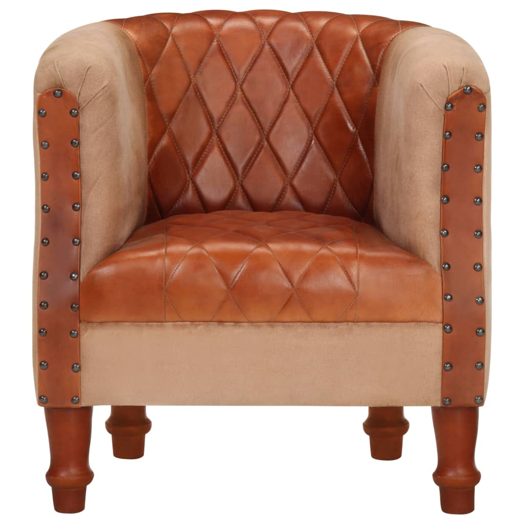 Fauteuil Marron Cuir véritable et bois de manguier massif Fauteuils vidaXL   