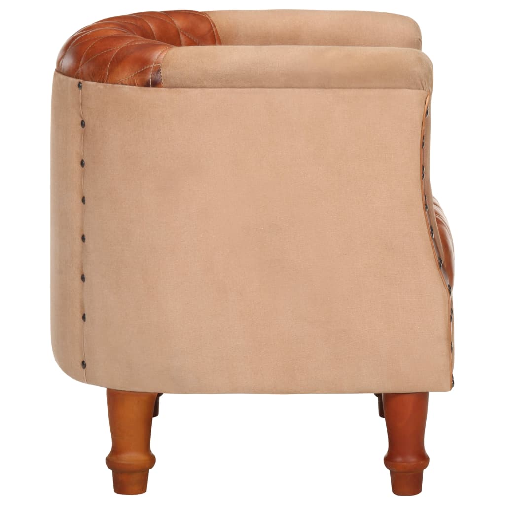 Fauteuil Marron Cuir véritable et bois de manguier massif Fauteuils vidaXL   