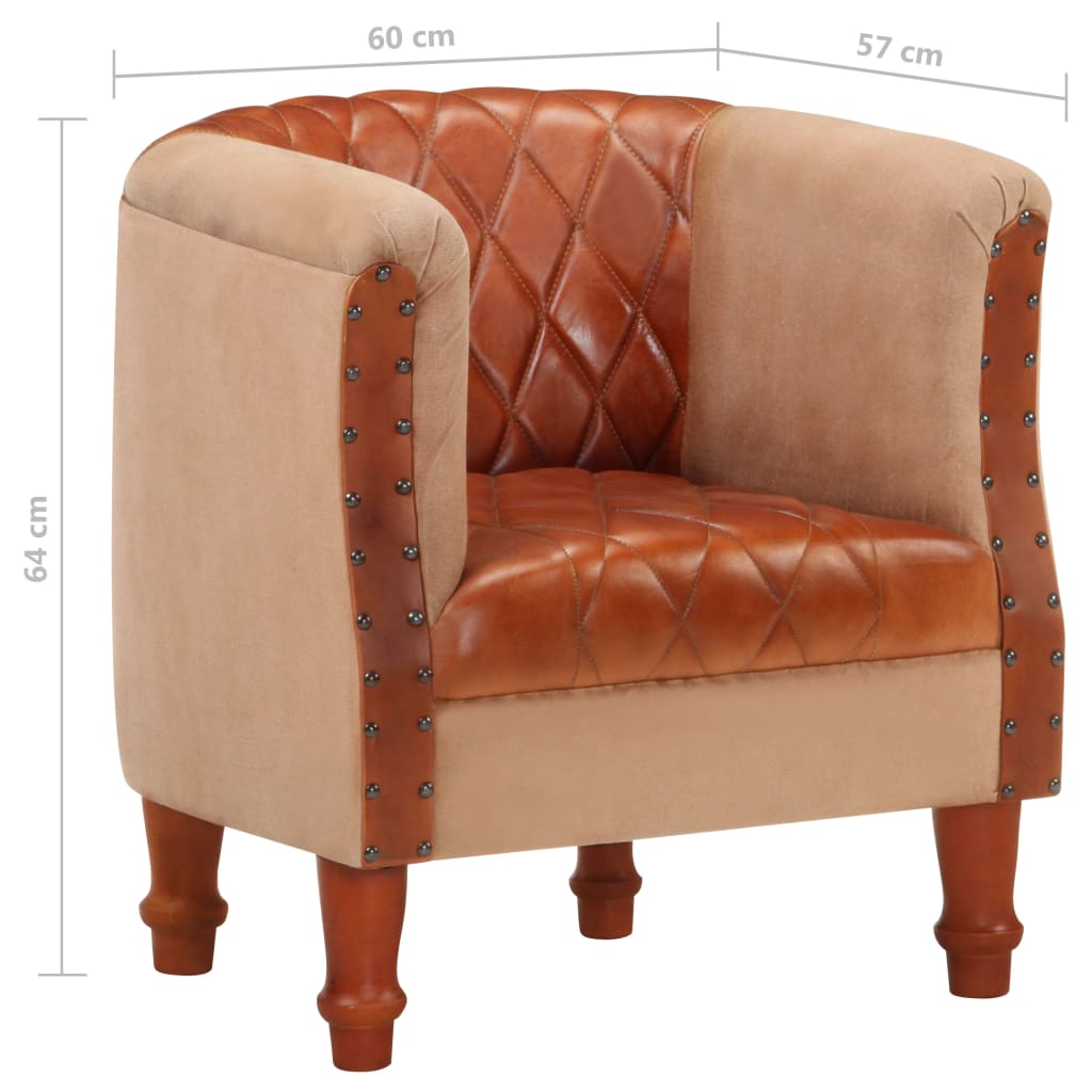 Fauteuil Marron Cuir véritable et bois de manguier massif Fauteuils vidaXL   