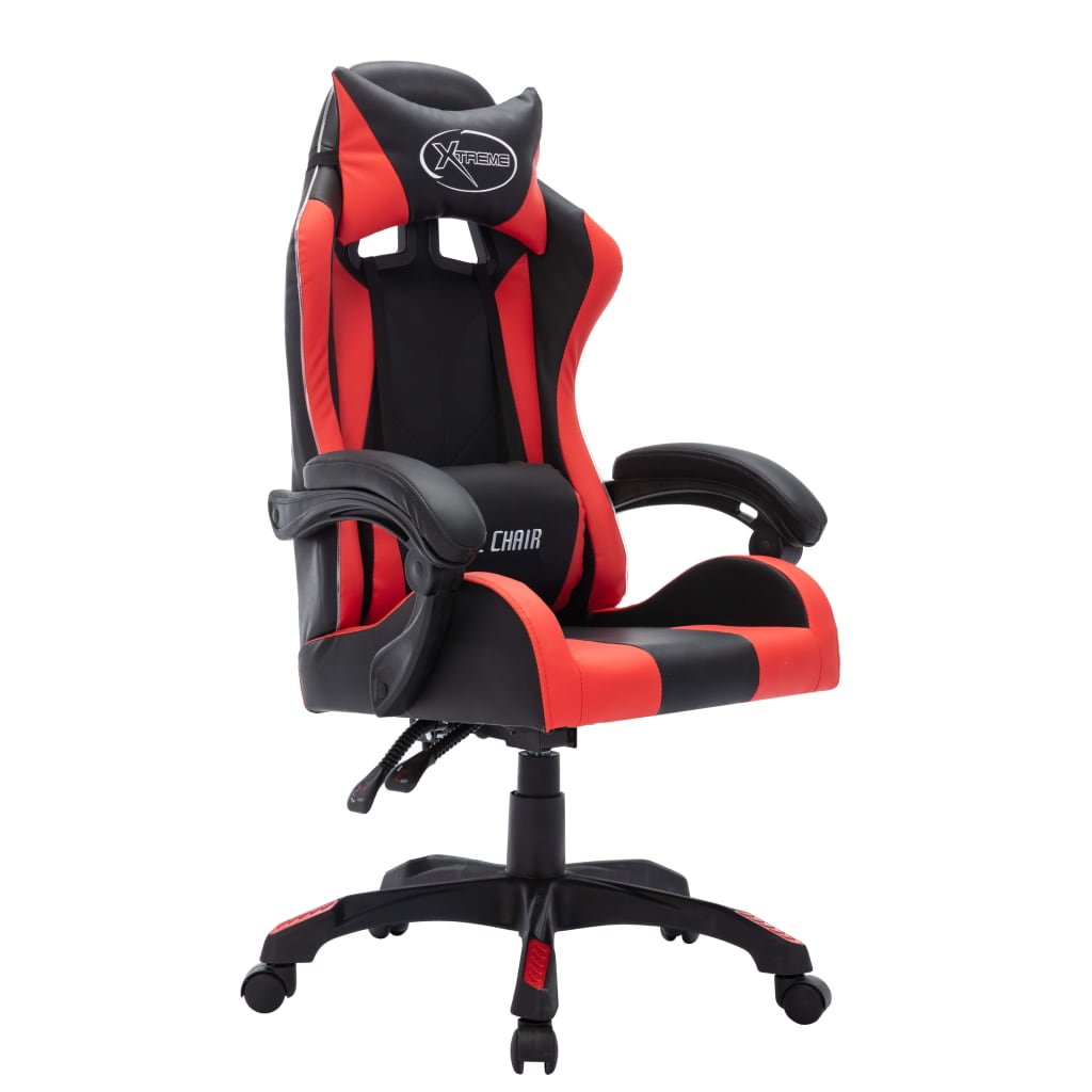 Fauteuil de jeux vidéo avec LED RVB Rouge et noir Similicuir Chaises de bureau vidaXL   