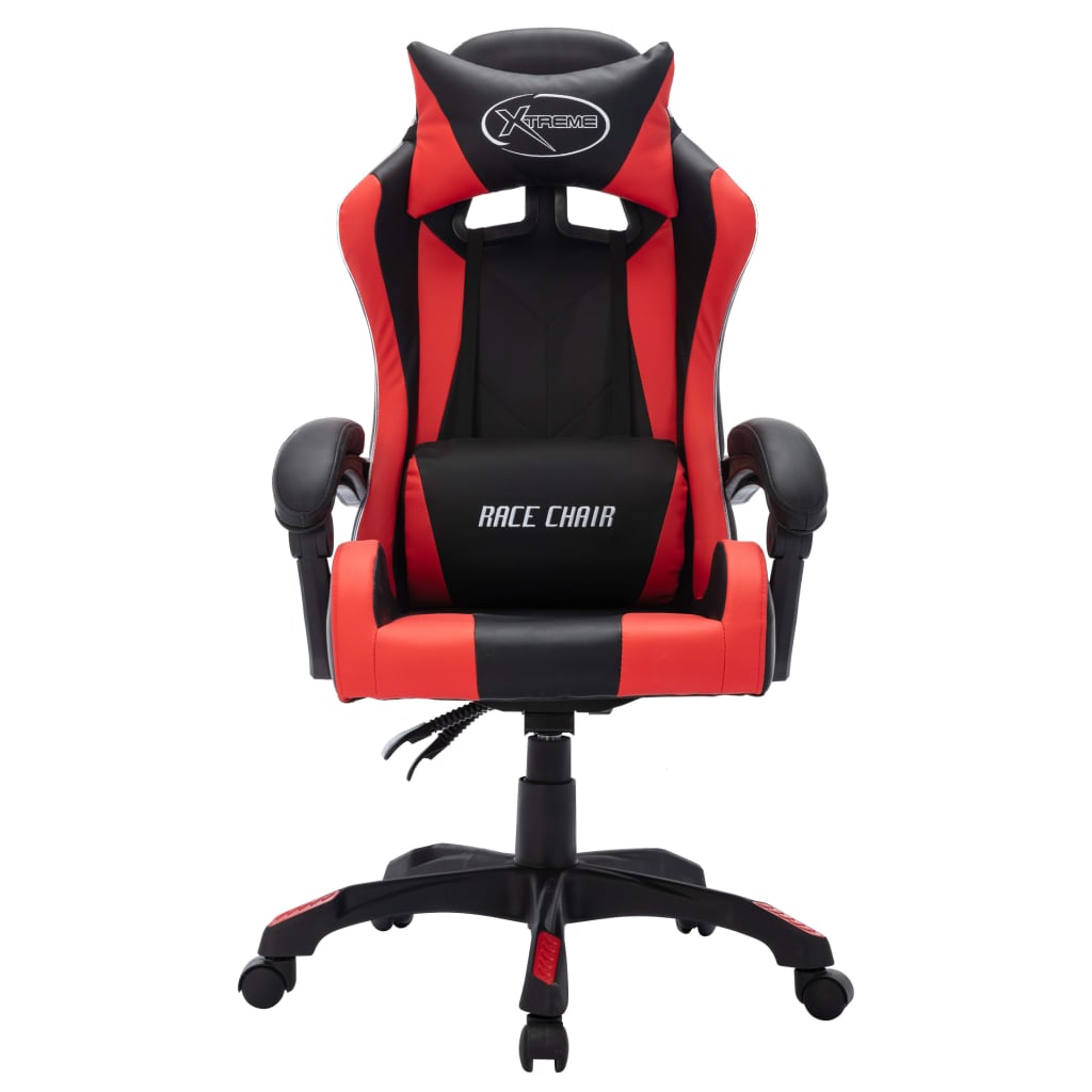 Fauteuil de jeux vidéo avec LED RVB Rouge et noir Similicuir Chaises de bureau vidaXL   