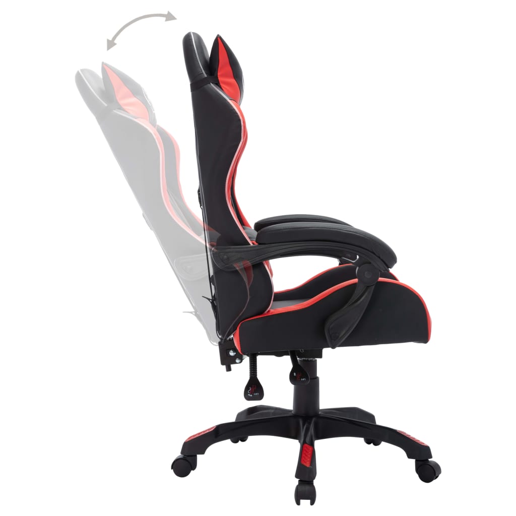 Fauteuil de jeux vidéo avec LED RVB Rouge et noir Similicuir Chaises de bureau vidaXL   