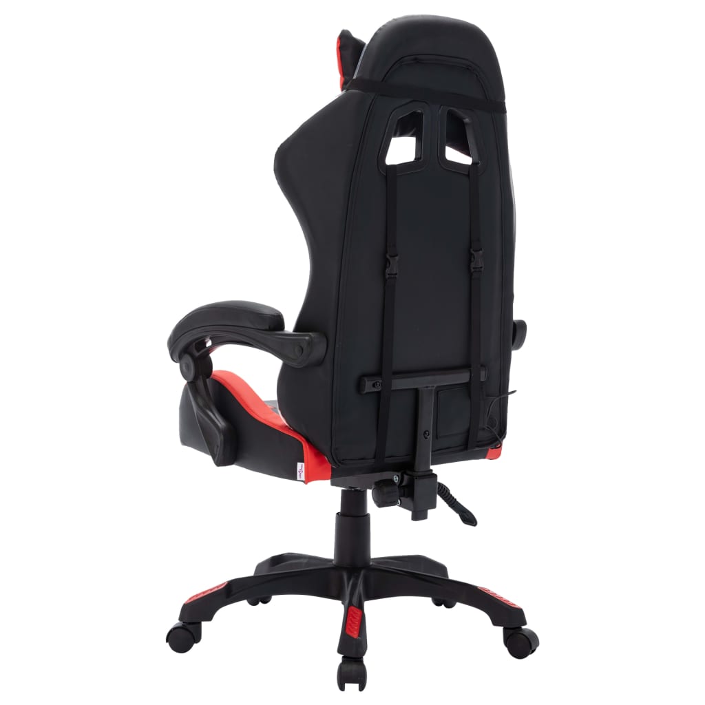 Fauteuil de jeux vidéo avec LED RVB Rouge et noir Similicuir Chaises de bureau vidaXL   