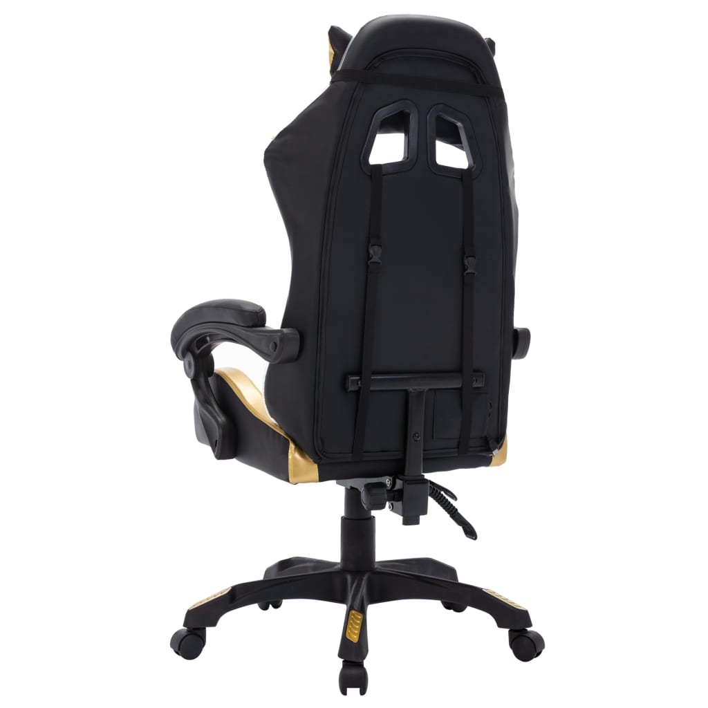 Fauteuil de jeux vidéo avec LED RVB Doré et noir Similicuir Chaises de bureau vidaXL   